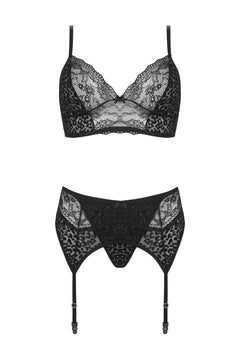 3 pc Lingerie-set Sanne -black animal