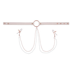 Sportsheets – S&M Peaches ‘n CreaMe Collar with Nipple Clamps – Cream