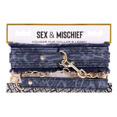 Sportsheets - Cougar Fur Collar & Leash - Black