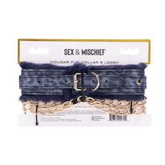Sportsheets - Cougar Fur Collar & Leash - Black