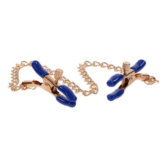 Cougar Nipple Clamps with Chain - Gold
