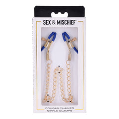 Cougar Nipple Clamps with Chain - Gold