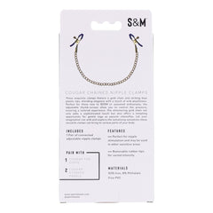 Cougar Nipple Clamps with Chain - Gold