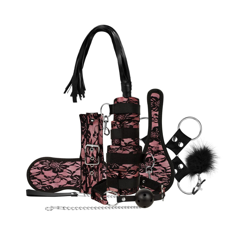 Bedroom Fantasies - Bound by Lace - 8 Piece SM Set - Pink