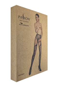 Passion ECO - Open Crotch Suspender Pantyhose - White