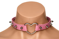 XR Brands - Spiked Heart Choker - Pink