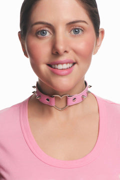 XR Brands - Spiked Heart Choker - Pink