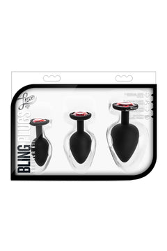 Blush - Luxe Bling Plugs Training Kit Black With Red Gems