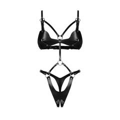 Obsessive - Dame Control Crotchless Teddy - Black