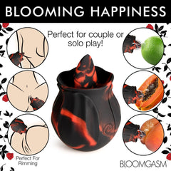 BLOOMGASM - Black Kiss Rimming Rose Vibrator - Red/Black