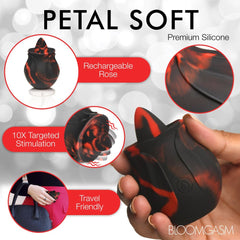 BLOOMGASM - Black Kiss Rimming Rose Vibrator - Red/Black