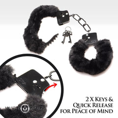 XR Brands - Cuffed In Fur Handcuffs - Black