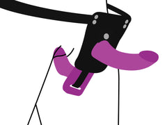 XR Brands - Double Vibrating Dildo with Harness - Purple
