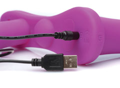 XR Brands - Double Vibrating Dildo with Harness - Purple