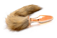TAILZ - Fox Tail Glass Anal Plug - Orange with Faux Fur Tail