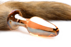 TAILZ - Fox Tail Glass Anal Plug - Orange with Faux Fur Tail
