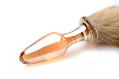 TAILZ - Fox Tail Glass Anal Plug - Orange with Faux Fur Tail