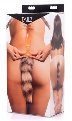 TAILZ - Fox Tail Glass Anal Plug - Orange with Faux Fur Tail