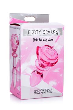 BOOTY SPARKS - Rose Glass Anal Plug Small - Pink
