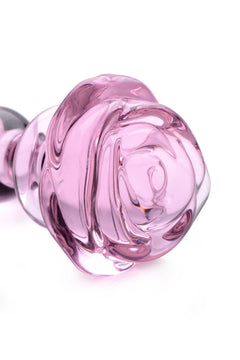BOOTY SPARKS - Rose Glass Anal Plug Small - Pink