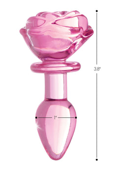 BOOTY SPARKS - Rose Glass Anal Plug Small - Pink