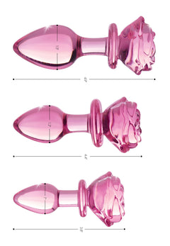 BOOTY SPARKS - Rose Glass Anal Plug Small - Pink
