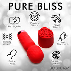 BLOOMGASM - Pleasure Rose Mini Wand Vibrator - Red