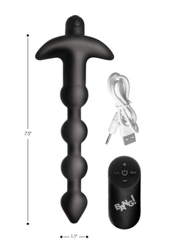 BANG! - 28X Remote Control Vibrating Silicone Anal Beads - Black