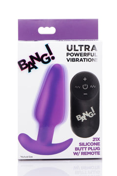 BANG! - Vibrating Butt Plug with Remote Control - Purple