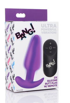 BANG! - Vibrating Butt Plug with Remote Control - Purple