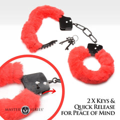 XR Brands - Cuffed in Fur Handcuffs - Red