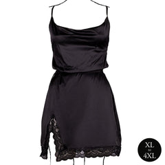 Le Desir – Criss Cross Silk Slit Dress Open Back Queen size - Black