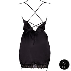 Le Desir – Criss Cross Silk Slit Dress Open Back Queen size - Black