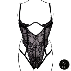 Le Désir – Open Cup Lace Bodysuit with Underwire -  Black