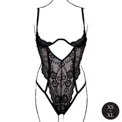 Le Désir – Open Cup Lace Bodysuit with Underwire -  Black