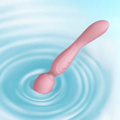 Good Vibes Only - Double-Sided Wand Vibrator - Soft Silicone - Pink