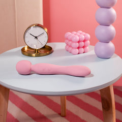 Good Vibes Only - Double-Sided Wand Vibrator - Soft Silicone - Pink