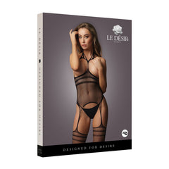 Le Desir - Strappy Bodystocking - Open Cups Black