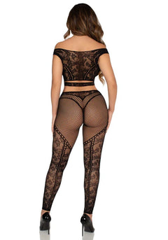 Leg Avenue – Off-Shoulder Crop Top & Legging Set – Black