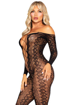 Leg Avenue – Exotic Snake Crotchless Bodystocking – Black