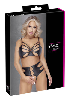 Cottelli LINGERIE – Soft Bra & Crotchless Panty Set – Black