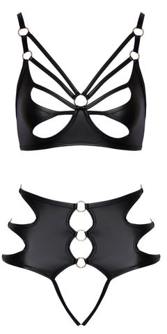 Cottelli LINGERIE – Soft Bra & Crotchless Panty Set – Black