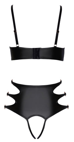 Cottelli LINGERIE – Soft Bra & Crotchless Panty Set – Black