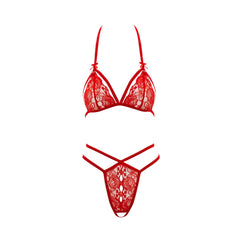 Cottelli Lingerie – Lace Set with Crotchless String – Red