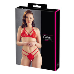 Cottelli Lingerie – Lace Set with Crotchless String – Red