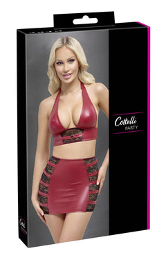 Cottelli PARTY – Crop Top & Mini Skirt Set – Red