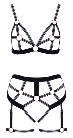 Cottelli LINGERIE – Ouvert Set Bra & Thong – Black