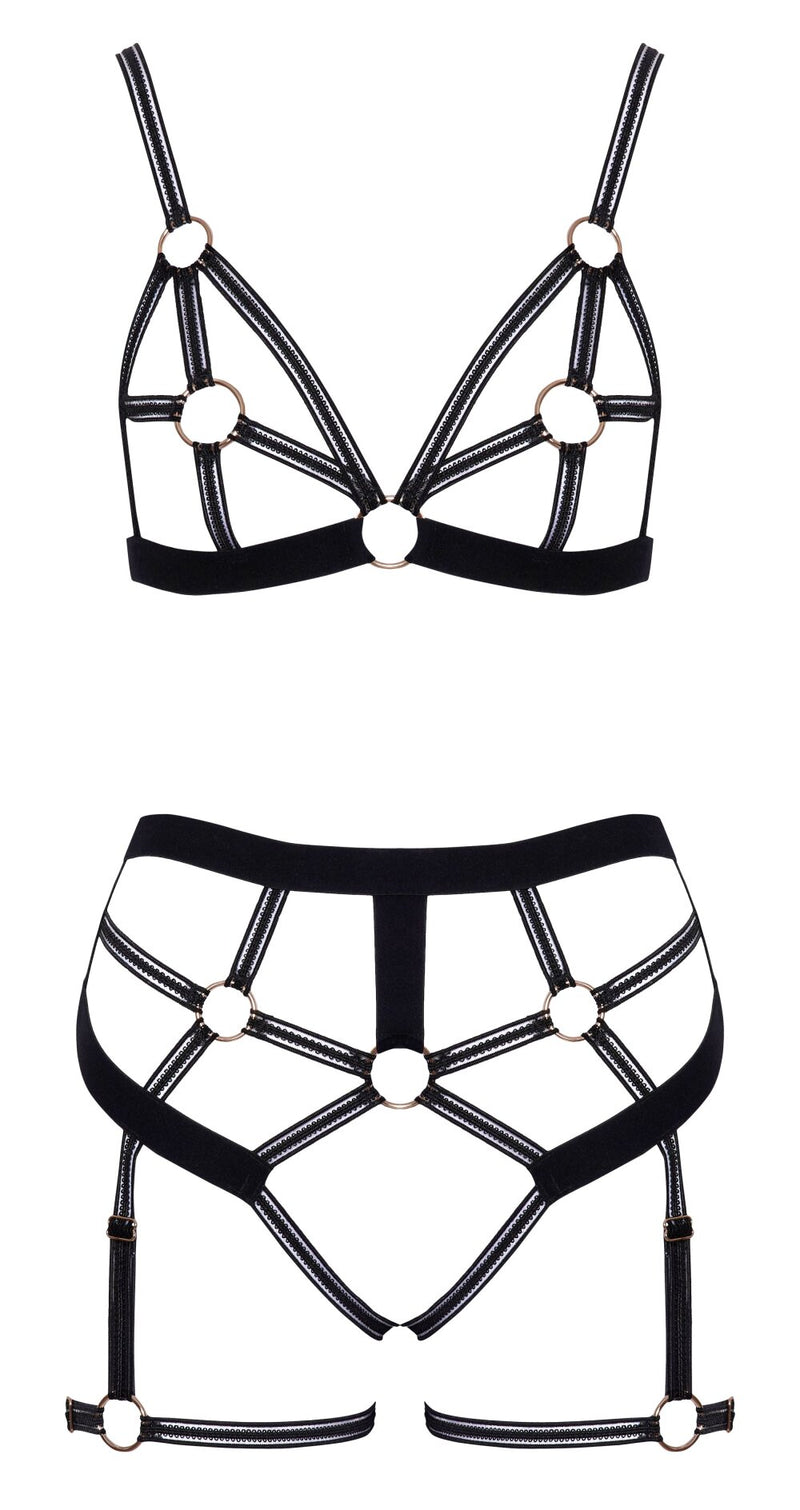Cottelli LINGERIE – Ouvert Set Bra & Thong – Black