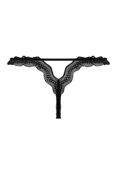 Christine - Lace Open Crotch Thong Lila - Black