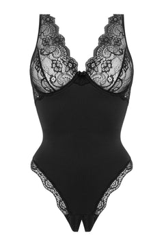 Christine – Pandora Bodysuit with Open Crotch – Black